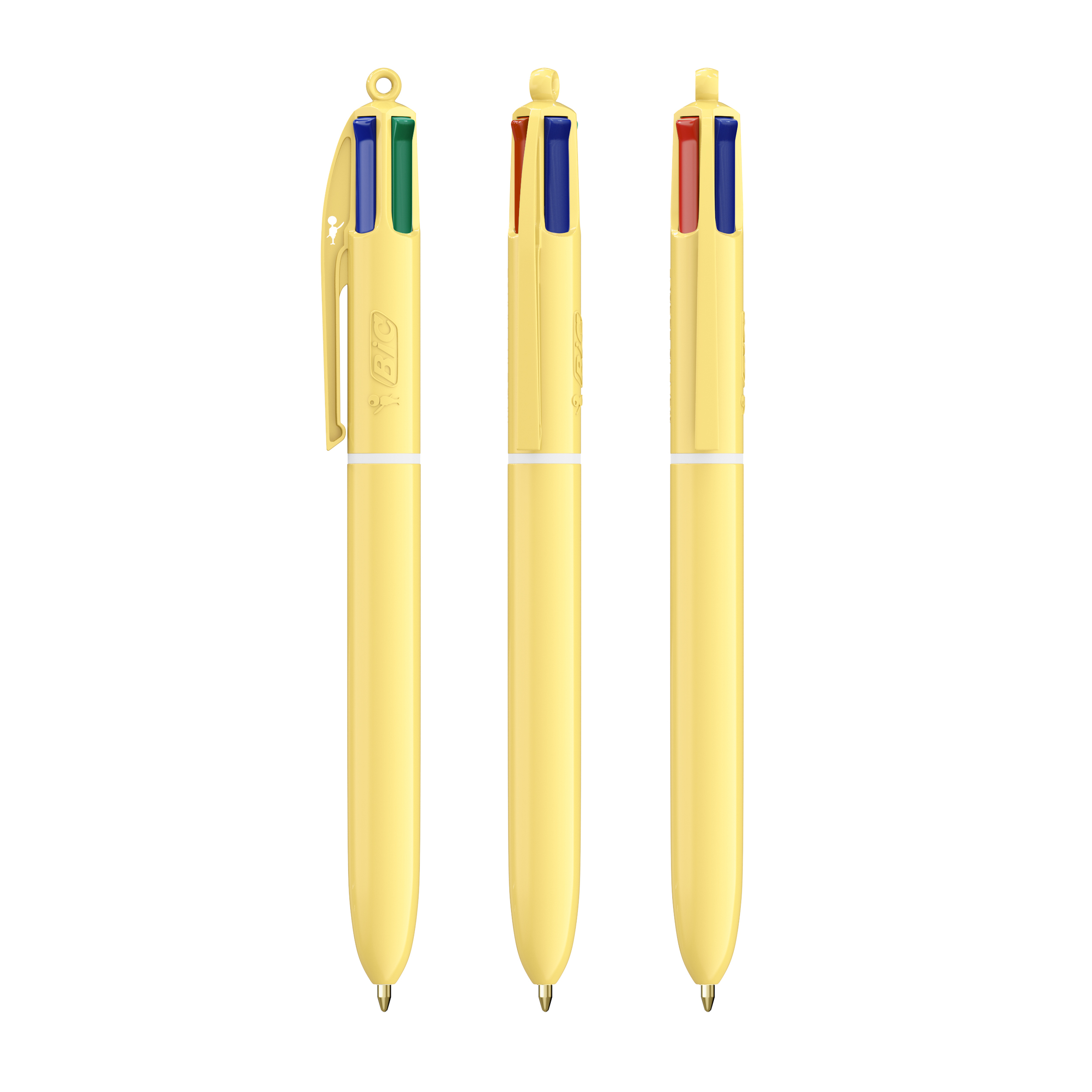 Stylo BIC® publicitaire 4 Couleurs® Pastel avec Lanyard Jaune pastel